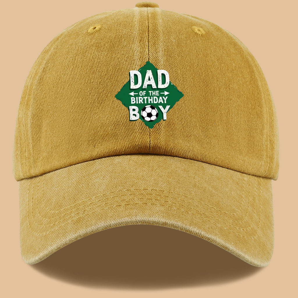 1pc Soccer Theme "DAD OF THE BIRTHDAY BOY" Print Baseball Cap Comfortable Breathable Sun Hat Fashionable Beautiful Men'S Casual Baseball Cap Adjustable Size Dad Activity Hat Outdoor Sun Visor Hat Suitable for Birthday Parties, Friend Gatherings