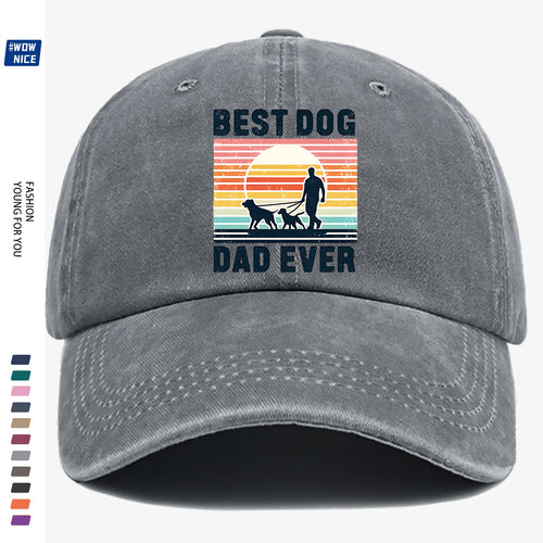 1pc "Best Dog Dad Ever" Vintage Trucker Hat - Adjustable Unisex Baseball Cap Suitable for Outdoor, Dog Walking, Picnics & Sports, Breathable Dad Hat Gift for Fathers Day, Birthdays, for Dog Lovers with Sunset Print (for Men & Women)