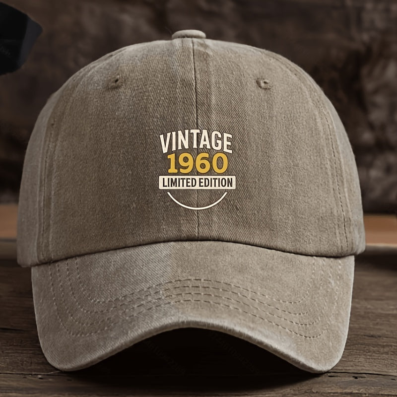 Men' Vintage 1960 Limited Edition Baseball Cap - Adjustable Snapback, Breathable Textile Fabric Hat Suitable for Outdoor & Casual Wear, Durable Retro Headgear with Cap, Hand Washable (Not Dry)