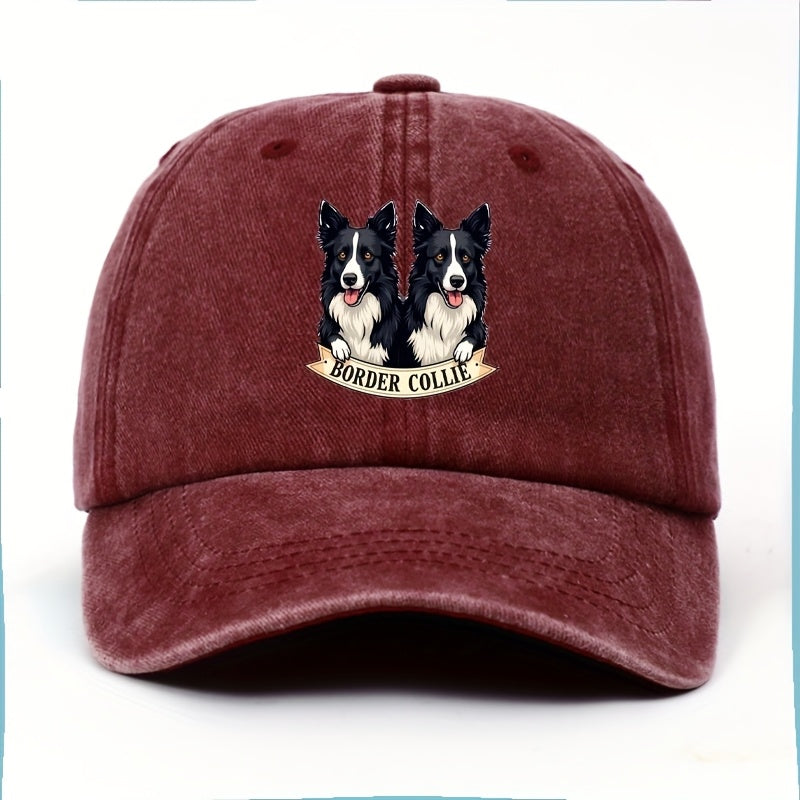 Cute Border Collie Pattern Adjustable Baseball Cap | Lightweight, Comfortable, Snapback, Wide Color Selection, Perfect Gift for Dog Lovers