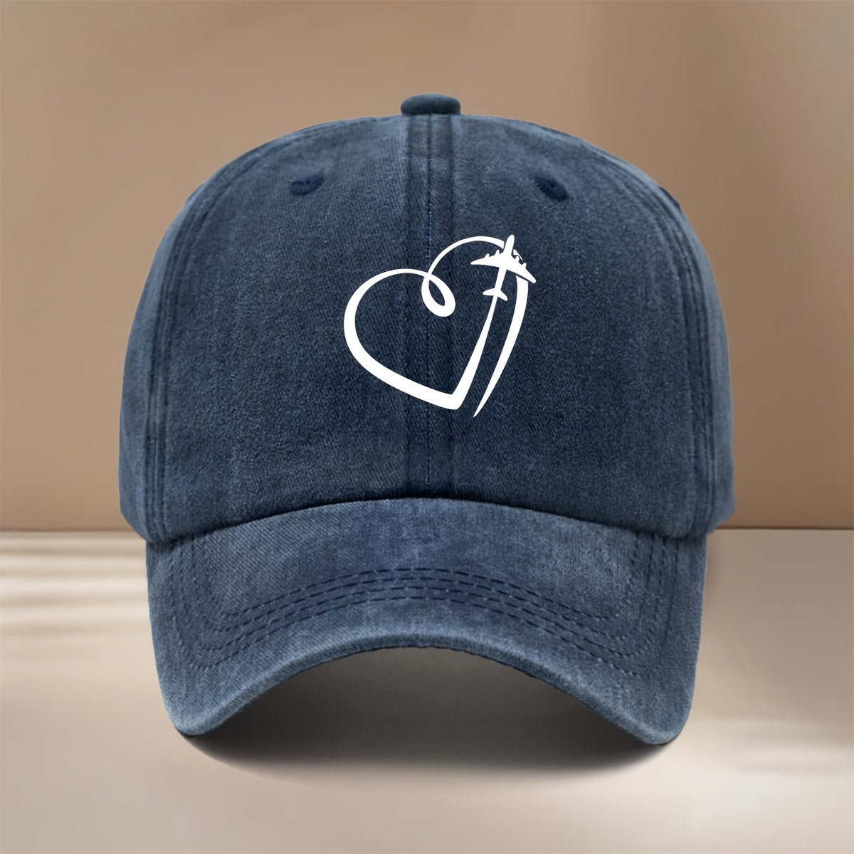 Airplane Line Heart Pattern Baseball Cap Comfortable Fashion Hip-Hop Hat Unisex Casual Hat for Parties, Camping, And Casual Outfits, Easy Curved Brim Cap, Lightweight Duckbill Cap, Individual All-Match Trendy Cool Six-Panel Cap, Versatile Style