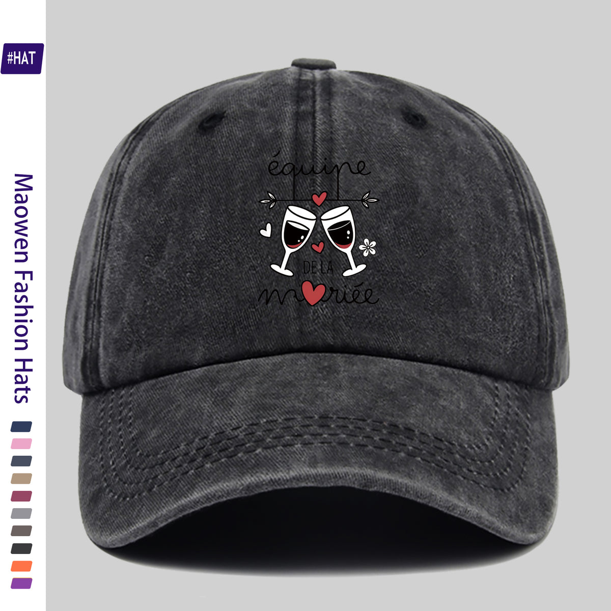 1pc Vintage Distressed Adjustable Sports Cap, Featuring a Stylish Wine Glass And Heart Decorative Pattern, with a Distressed Washed Cap Body And Fashionable Printed Design. It Is an Outdoor Casual Cap, a Fashionable Printed Breathable Baseball Cap