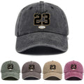 Fashionable, Simple, and Versatile Trendy Number 23 Print Washed Distressed Soft-top Sun- Baseball Cap, Unisex Hat