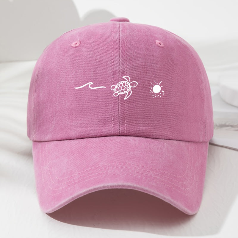 New Summer Trendy Unisex Sun Hats Featuring Wave And Turtle Prints, Designed for Sun Protection, Breathable Comfort, And Adjustable for Outdoor Sports And Leisure Activities