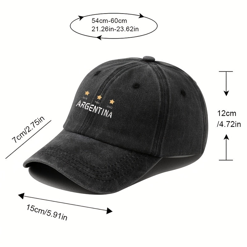 Men's Argentina National Soccer & Baseball Cap - Vintage 1978 1986 2022 Cup Embellished Hat with 3 Stars & Argentina Emblem, Adjustable Curved Brim for Outdoor Games, Fan Apparel (Duckbill Hat)