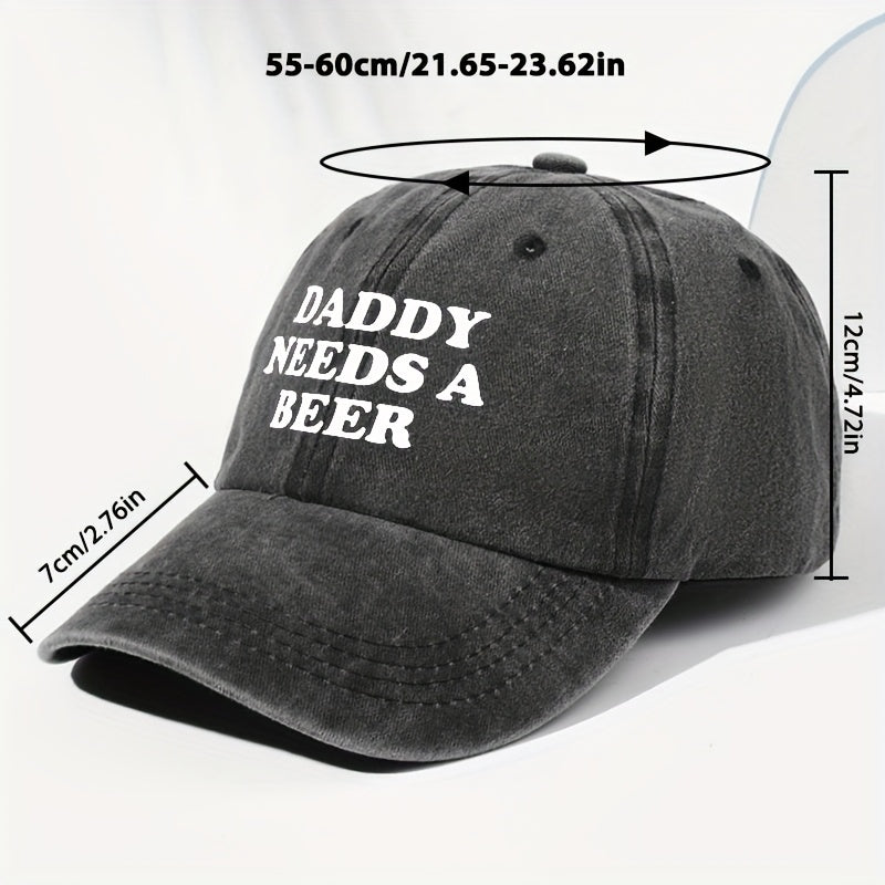 Men' & Women' "Dad Needs Beer" Print Vintage Washed Trucker Hat - Adjustable Lightweight Baseball Cap Suitable for All Seasons Outdoor Casual, Funny Humorous Gift for Dad, Beer Lovers, Daily Headwear (Black/Dark Gray)