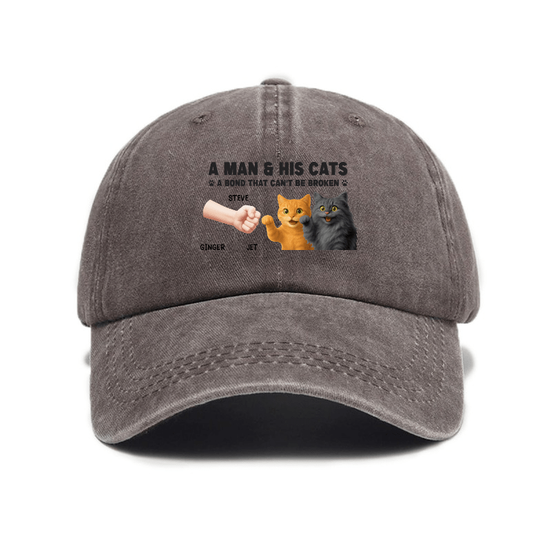 Playing with Cats" Baseball Cap | Stylish and Cute, Perfect for Everyday Use and Outdoors, Includes Printed Map, Adjustable Buckle Closure, Hand Wash Only