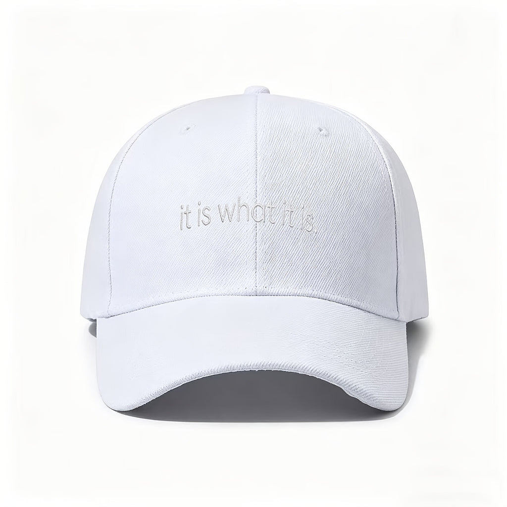 A Neutral Style "Let It Be" Baseball Cap, Adjustable Flat-brim Cap with a Simple and Calm Quote, Is an Excellent Gift for Those Who Appreciate a Leisurely, No-nonsense Atmosphere. It's a Casual and Easy-to-understand Statement Cap, Perfect for Lazy D