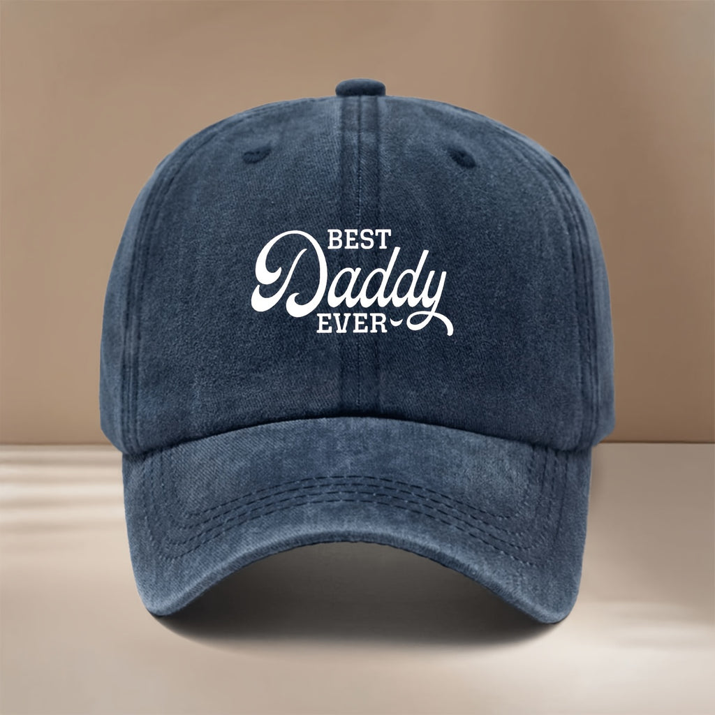 Baseball Cap with "BEST Daddy EVER" Text Graphic, Comfortable and  Curved Brim That Makes the Face Appear Smaller. Hip-hop Style Cap, Unisex Snapback Hat for Vacation, Travel, Dinners, and Camping. Lightweight and Simple Curved Brim Hat