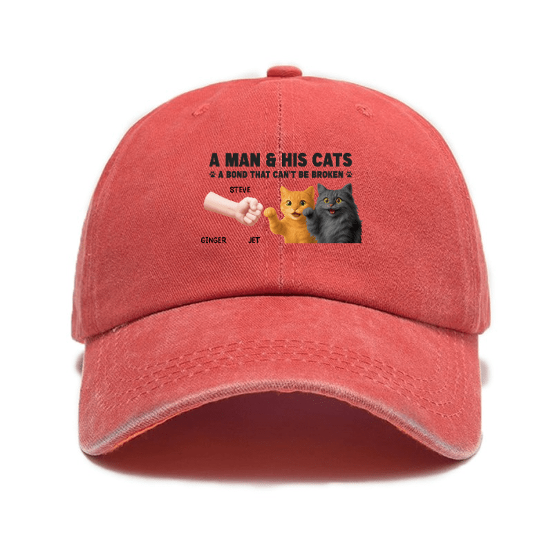 Playing with Cats" Baseball Cap | Stylish and Cute, Perfect for Everyday Use and Outdoors, Includes Printed Map, Adjustable Buckle Closure, Hand Wash Only