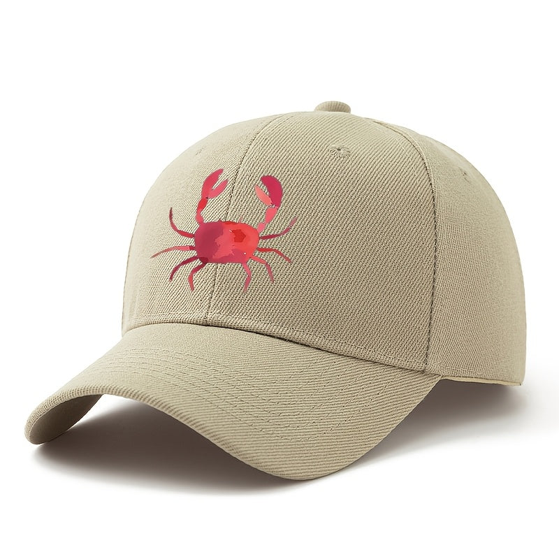 Unisex, Fashionable And Versatile Baseball Cap with Crab Print, Classic Lightweight Outdoor Cap, Suitable for Outdoor Vacations, Travel, Camping, And Other Leisure Occasions. It'S Also a Great Choice for Everyday Wear As a Casual Cap