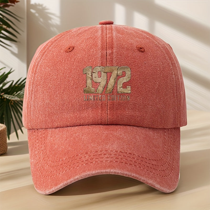 1972 Vintage Washed Duckbill Baseball Cap - Distressed Retro Print Suitable for Outdoor, Casual, Streetwear & Hip-Hop Hat, Lightweight Breathable Sweat-Absorbent Cap for Sports, Camping, Vacation,