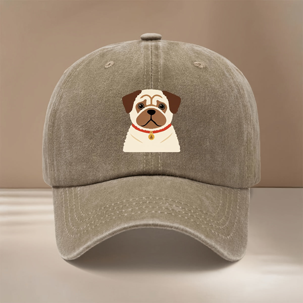 This Is a Flat Pug Dog Print Baseball Cap, a Stylish and Simple Adjustable-sized Trucker Hat for Both Men and Women. It's a , Lightweight Duckbill Cap Suitable for Outdoor Sports, Gatherings, Camping, and Comfortable, Trendy Curved-brim Hat Wear.
