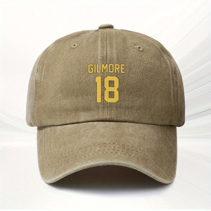 1pc, Gilmore Size 18 Printed Adjustable Baseball Cap, Polyester Fiber Lightweight Printed Craft, Fashionable Versatile Couple Hat, Ideal for Outdoor Sports, Camping, Golf, Riding, Parties, Music Festivals, Weddings, Birthday Gifts And Photography