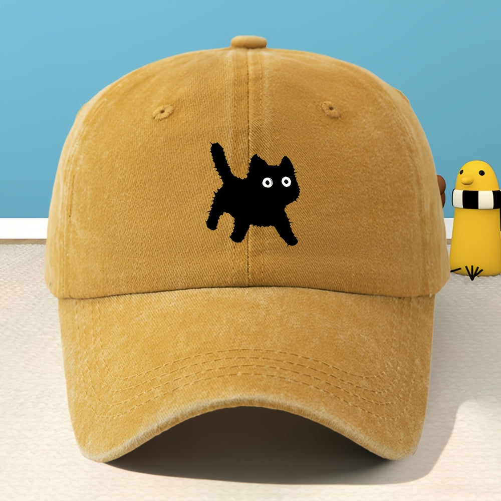 A Unisex Printed Baseball Cap, Unisex Classic Washed Distressed Retro Duck Tongue Hat, Outdoor Leisure Sports Shopping Vacation Hat, Personalized Street Rock Rap Hip-Hop Hat, Soft And Comfortable, Sweat-Absorbent, Adjustable Hat