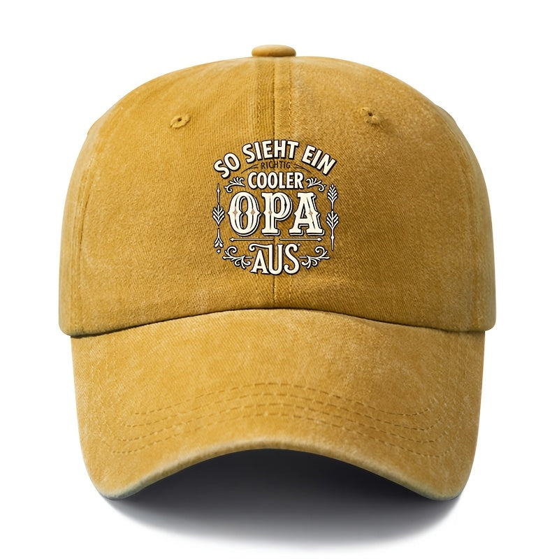 Unisex Fashion All-Match Printed OPA German Style Baseball Cap, Classic Vintage Washed Outdoor Lightweight Curved Brim Hat, Trucker Cap, Suitable for Outdoor Vacation Travel Camping And Casual Occasions, Holiday Party Hip-Hop Hat