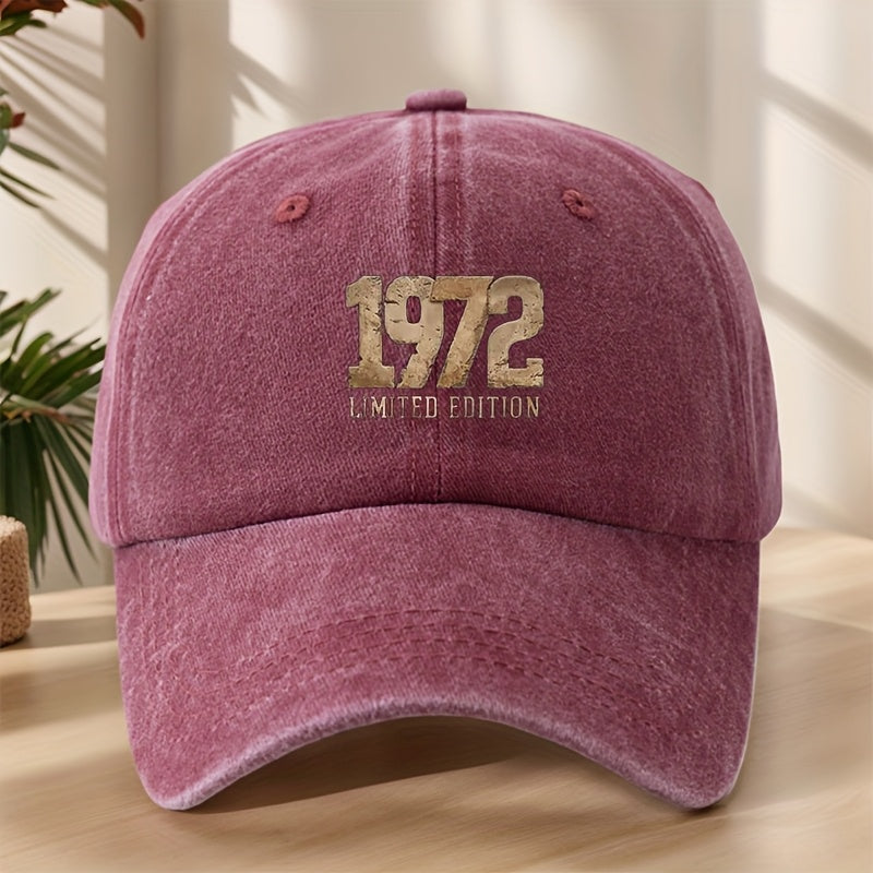 1972 Vintage Washed Duckbill Baseball Cap - Distressed Retro Print Suitable for Outdoor, Casual, Streetwear & Hip-Hop Hat, Lightweight Breathable Sweat-Absorbent Cap for Sports, Camping, Vacation,