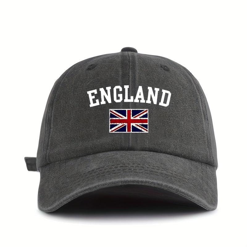 Flag-Pattern Printed Baseball Cap, Soft-Top Vintage Washed Cap, Adjustable Outdoor Sports Cap, Sweat-Absorbing And Breathable Sun Hat, Stylish Curved Brim Hat Suitable for Outdoor Sports, Travel And Vacations, a Gift for Friends And Family