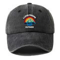 A Printed Washed Vintage Unisex Baseball Cap, Adjustable, in European and American Fashion, Featuring a Duckbill Style, Suitable for Outdoor Camping, Travel, Parties, Hip-hop, and Curved-brim Designs, Making It a Trendy Baseball Cap