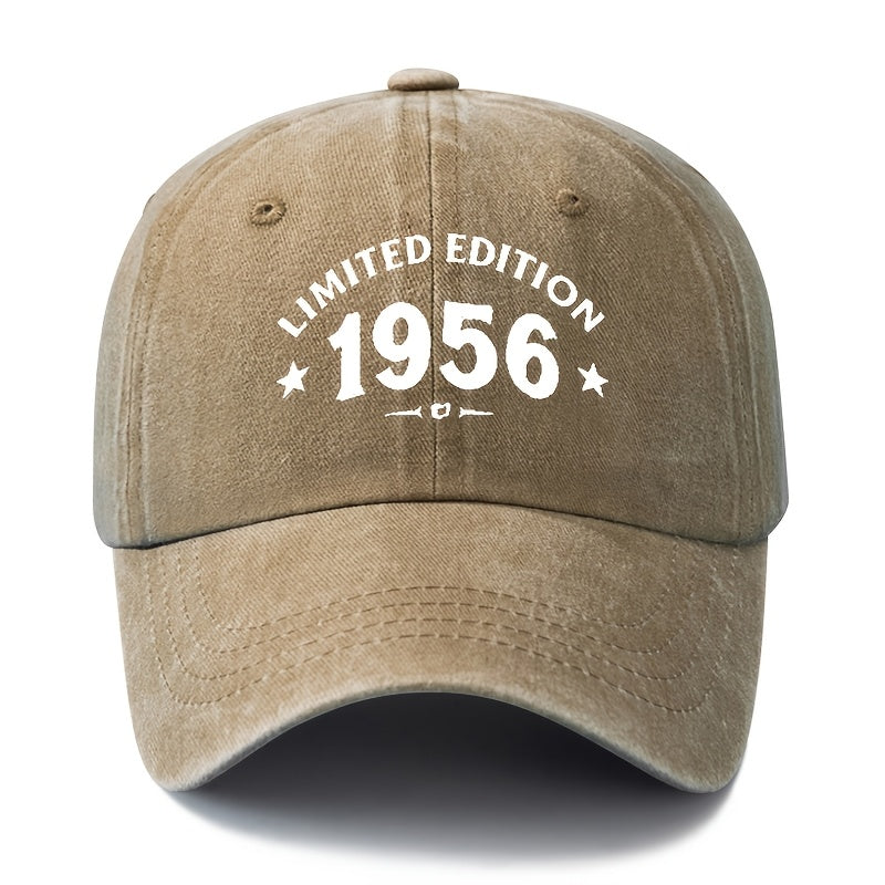 A Unisex, Fashionable and Versatile Printed LIMITED 1956 Baseball Cap, a Classic Retro Washed Outdoor Lightweight Curved Brim Cap, Suitable for Outdoor Vacations, Travel, Camping, and Other Casual Occasions, a Hip-hop Cap for Holiday Parties, a Casua