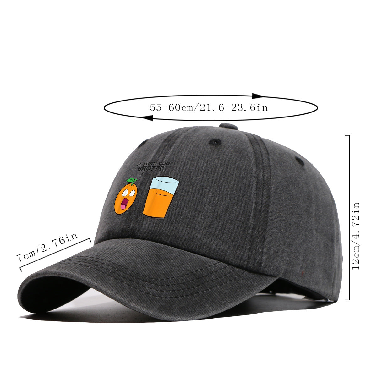1pc Fun Surprised Orange Face & Juice Cup Print Baseball Cap - Adjustable Duckbill Sun Hat Suitable for Men & Women, Breathable Outdoor Cap for Parties, Travel, Gifts, Casual Wear with Surprised Face, Comfortable for Daily Use
