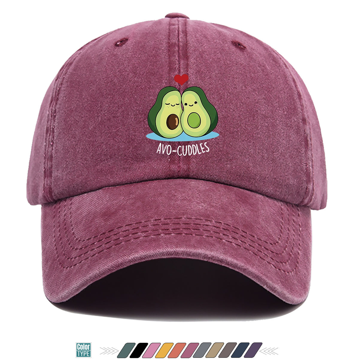 1pc Avocado Couple Print Baseball Cap Cute Cartoon Design Sun Hat Fashion Fresh Unisex Adjustable Size Duckbill Cap Suitable for Outdoor Picnic, Shopping, Dating, Travel