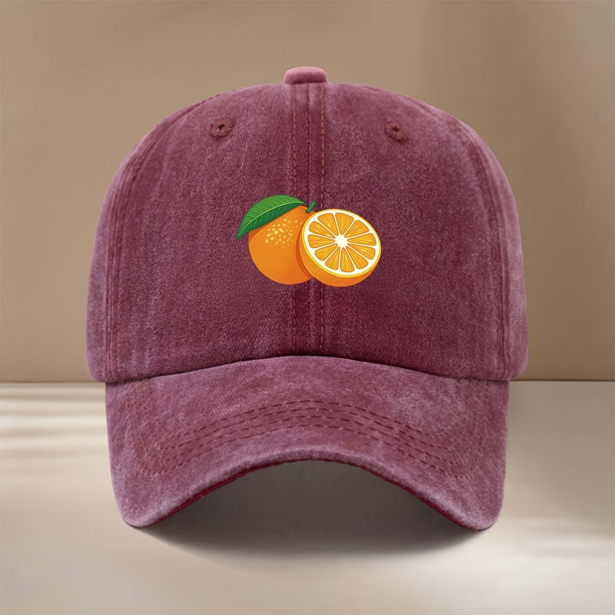 This Is a Baseball Cap with a Fresh Orange Slice Print Pattern. It's a Trendy, , Adjustable-size Curved-brim Hat Suitable for Both Men and Women. The Lightweight and Comfortable Snapback Cap Is Perfect for Outdoor Sports, Dinners, Camping, and Other