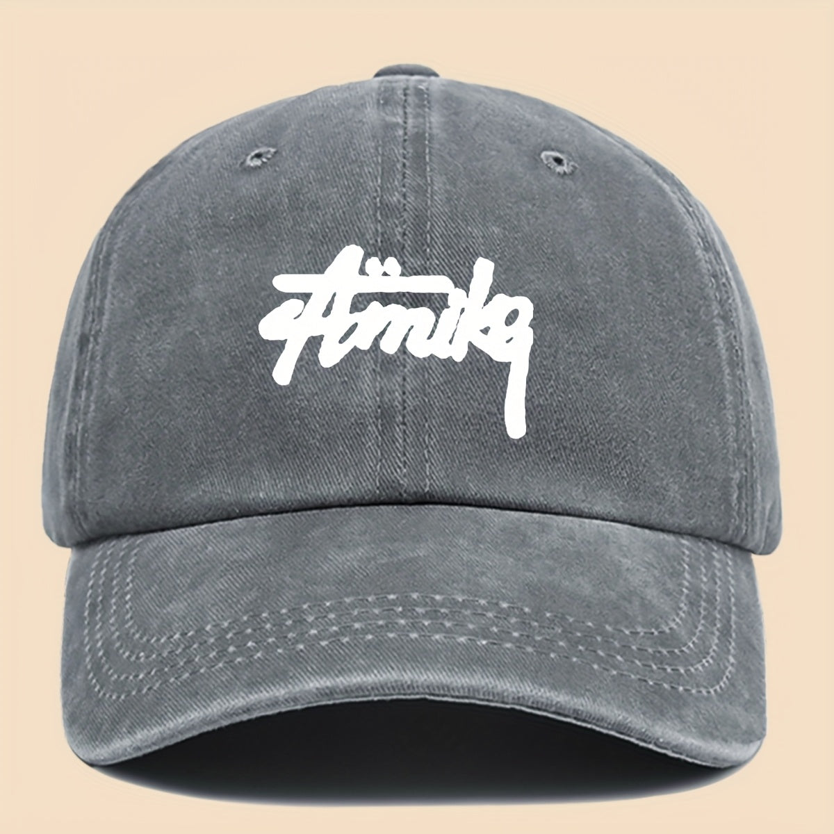 1pc AMIKE Printed Urban Cool Baseball Cap - Unisex Adjustable Washed Skate Cap for Outdoor Adventures, Breathable Fashion Unisex Design, Perfect for Hiking, Fishing, Dating - Ideal Gift for Teens, Couples, and Families for Birthdays/Holidays