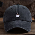 A Straightforward Men'S Baseball Cap Designed for Coffee Enthusiasts, Featuring a Cup Motif. The Fabric Is Machine Washable, Making It Ideal for Everyday Wear
