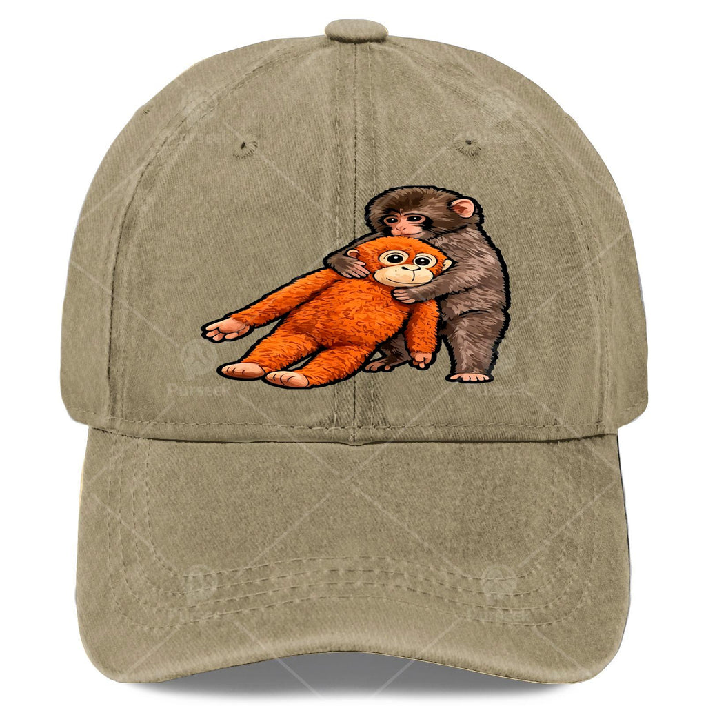 Babys Viral Monkey Punchs Hugging Baseball Hat Unisex Cool Washed Distressed