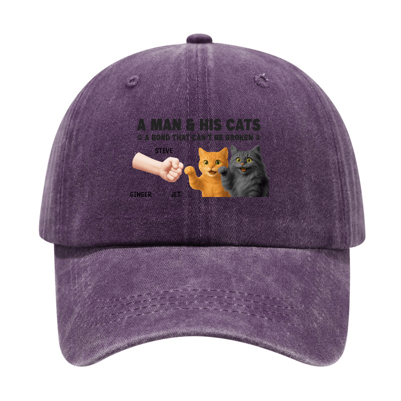 Playing with Cats" Baseball Cap | Stylish and Cute, Perfect for Everyday Use and Outdoors, Includes Printed Map, Adjustable Buckle Closure, Hand Wash Only