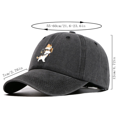 1pc Cartoon Orange White Cat Back Bag Fish Dry Print Baseball Cap Cute Fun Sun Hat Fashion Casual All-Match Unisex Baseball Cap Adjustable Size Daily Hat Commute Street Style Suitable for Daily Outing Shopping Dating Walking Weekend Gatherings Comfo