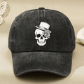 Vintage Gothic Skull & Rose Baseball Cap - Unisex Adjustable Hat with Full Print, Machine Washable, Suitable for Streetwear, Themed Parties, Casual Wear & Anniversary Gifts for And