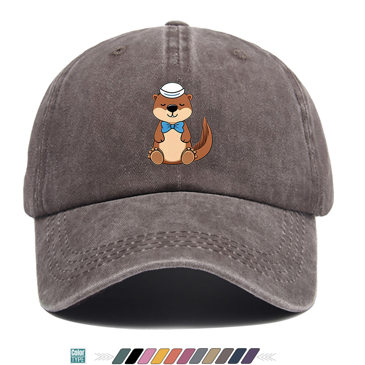 1pc Cartoon Otter Print Baseball Cap, Cute Animal Pattern Sun Hat, Fashion Casual Trendy Cap, Unisex Adjustable Duckbill Cap, Outdoor Travel Sunshade Hat, Outfit Hat, Bestie Shopping Photography Hat, Hiking Riding Hat, Daily Commute Versatile Hat