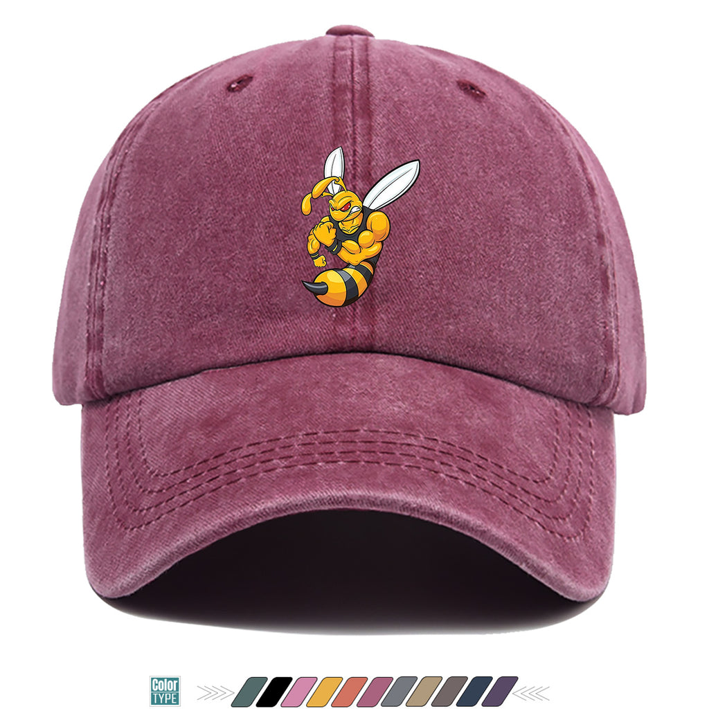 1pc Muscle Bee Cartoon Print Baseball Cap, Trendy Individual Sun Hat, Fashionable Street Hip-Hop Style Unisex Adjustable Duckbill Cap, Essential for Outings, Outdoor Camping Sun Hat, Sports Fitness Trendy Hat, Bestie Couple Matching Hat