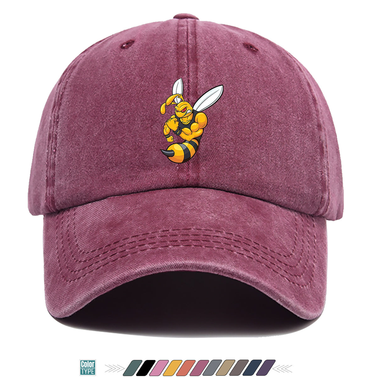 1pc Muscle Bee Cartoon Print Baseball Cap, Trendy Individual Sun Hat, Fashionable Street Hip-Hop Style Unisex Adjustable Duckbill Cap, Essential for Outings, Outdoor Camping Sun Hat, Sports Fitness Trendy Hat, Bestie Couple Matching Hat