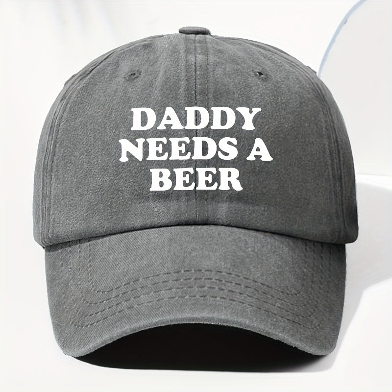 Men' & Women' "Dad Needs Beer" Print Vintage Washed Trucker Hat - Adjustable Lightweight Baseball Cap Suitable for All Seasons Outdoor Casual, Funny Humorous Gift for Dad, Beer Lovers, Daily Headwear (Black/Dark Gray)