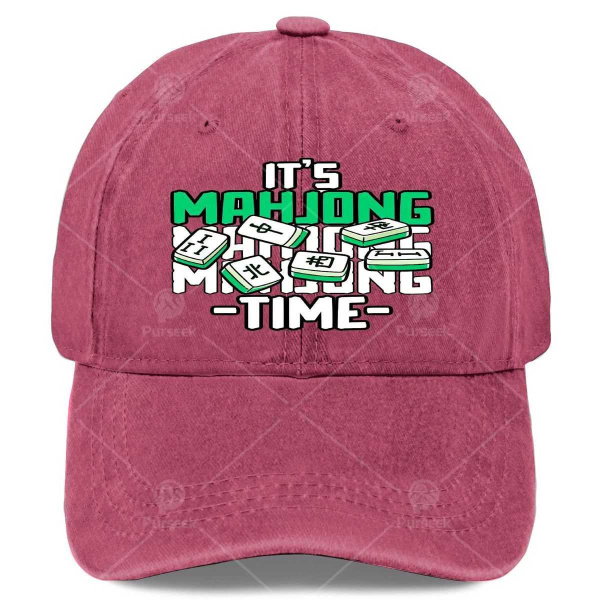 It'S Time for Mahjong, a Tile Game Player, Unisex Soft Washed Baseball