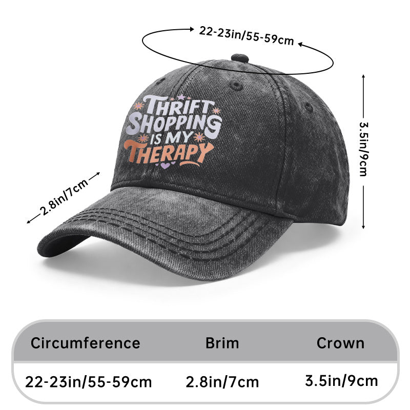 1pc Vintage Washed Unisex Baseball Caps, Thrift Shopping Is My, Retro Floral& Heart Design Print Pattern, Adjustable, Suitable for Outdoor Activities And Casual Wear, Gifts for Men And Women, Friends