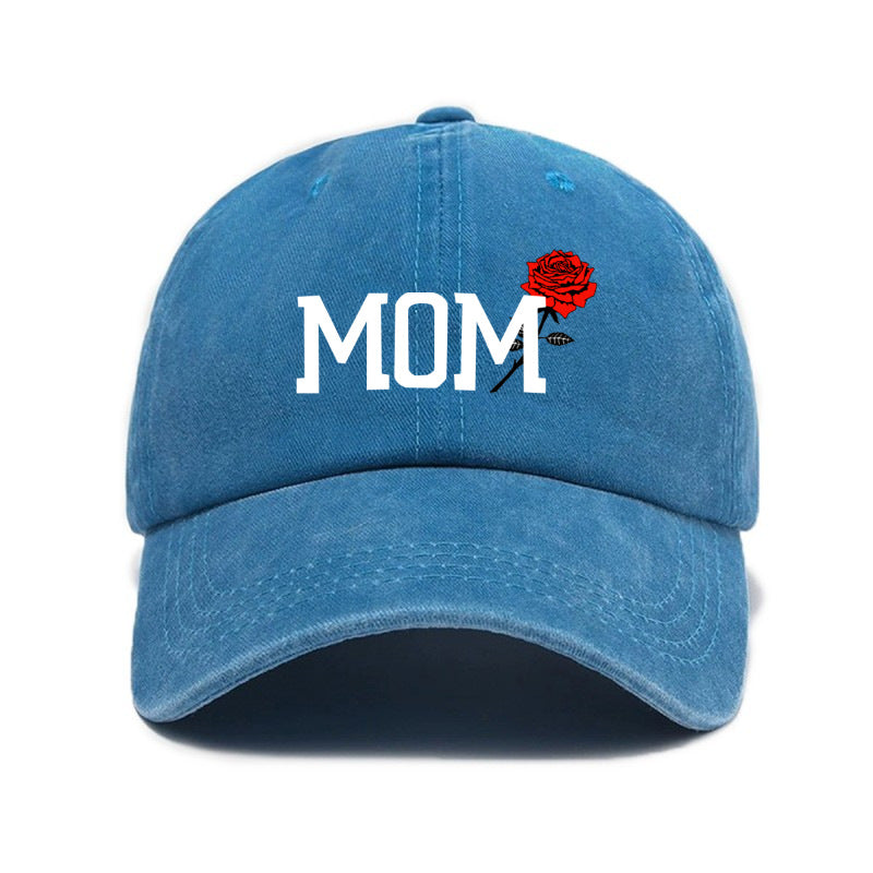 1 Top Water Washed Old Printed Baseball Cap Adult Casual Versatile Retro Old Style MOM Printed Water Washed Soft Top Baseball Cap Unisex Sun Hat