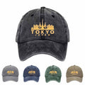 Unisex Washed Baseball Cap with Golden Tokyo Tower Icon - Machine Washable Suitable for Urban Adventures, Tokyo-Themed, Adjustable Pull-String Closure, Iconic Landmark for Men & Women, Casual Travel Accessory