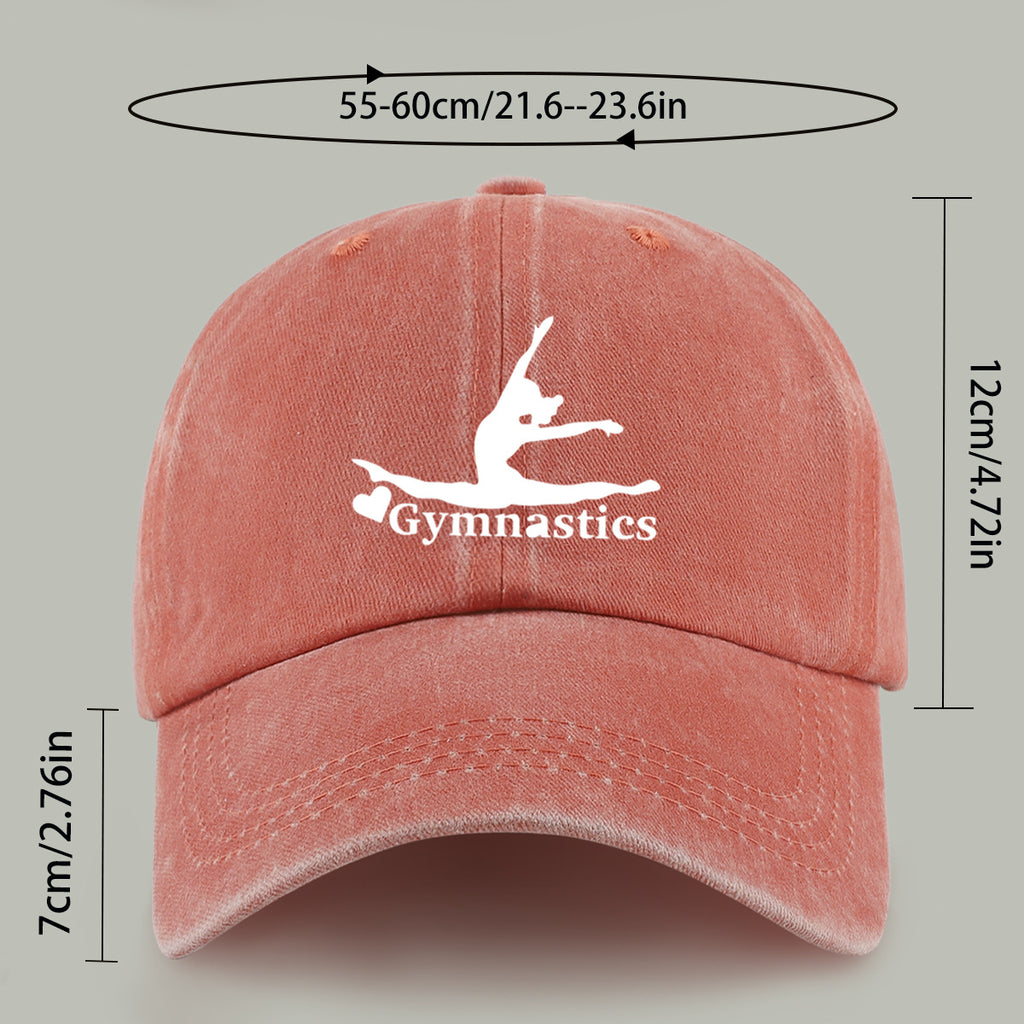 1pc "Gymnastics" Printed Baseball Cap with Gymnastics Pattern Design, Lightweight, Comfortable, and Breathable. Adjustable Size, Perfect Valentine's Day Gift for Partners. Casual Wear Accessory for Men and Women, Ideal for Outdoor Activities. Sun Hat