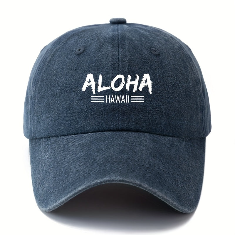 MAKEFGE Unisex Baseball Cap - Lightweight Vintage Washed Trucker Hat with Bold ALOHA Lettering, Curved Brim for Outdoor, Hawaii Vacation, Camping - Available in Black, Brown, Burgundy, Navy - Men & Women, Travel Accessory, Retro Fashion