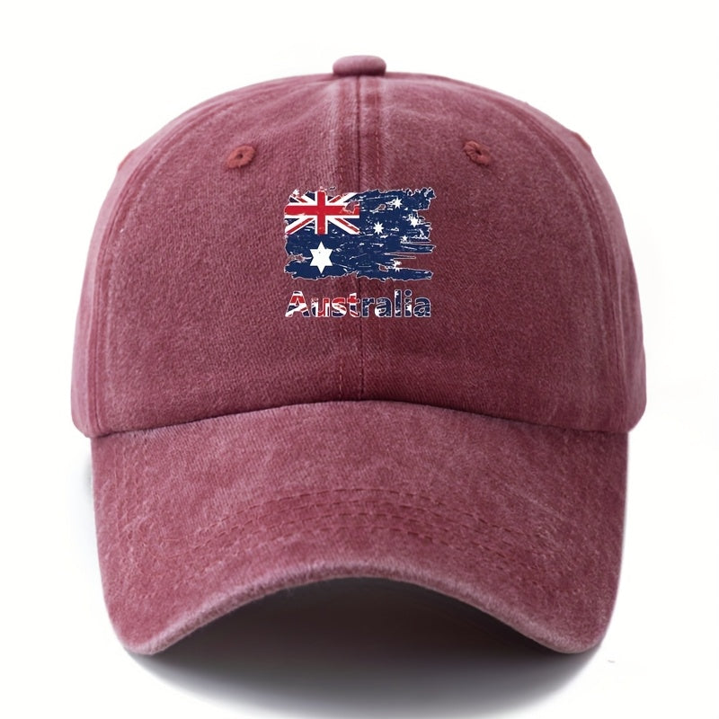 Unisex Australian Flag Baseball - Classic Retro Washed Lightweight Trucker Hat with Kangaroo & Southern Cross Design, Breathable Polyester for Outdoor, Travel, Camping, Casual Wear, Travel Accessory, Vintage Style, Durable Construction