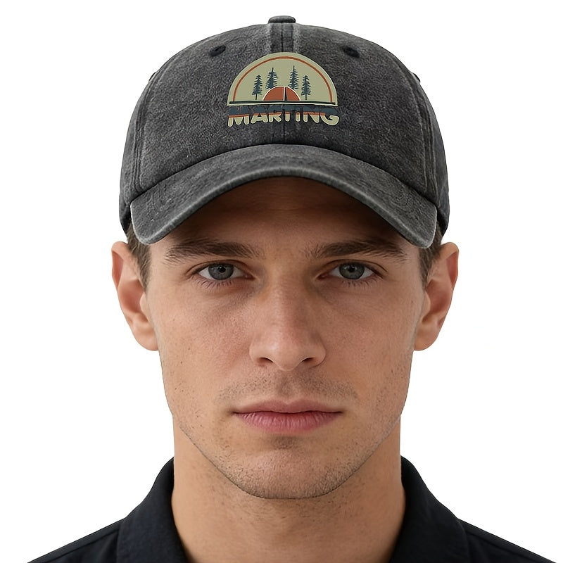 A Unisex, Fashionable and Versatile Printed MARTING Baseball Cap, a Classic Retro Washed Outdoor Lightweight Curved Brim Cap, Suitable for Outdoor Vacations, Travel, Camping, and Other Casual Occasions, a Hip-hop Cap for Holiday Parties, a Casual Cap