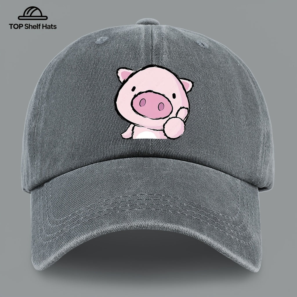 1pc Cute and Playful Piglet Pattern Printed Baseball Cap, Lightweight, Comfortable, and Breathable, Adjustable Size, An Excellent Valentine's Day Gift for Your Partner, Unisex Outdoor Casual Wear Accessory, Mom and Dad's Beach Vacation Leisure Sun