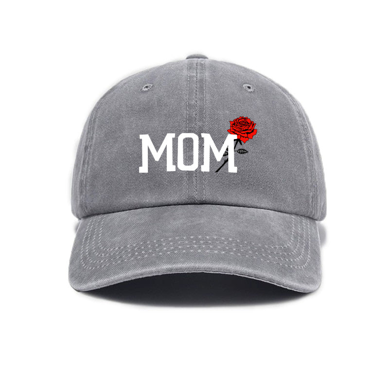 1 Top Water Washed Old Printed Baseball Cap Adult Casual Versatile Retro Old Style MOM Printed Water Washed Soft Top Baseball Cap Unisex Sun Hat