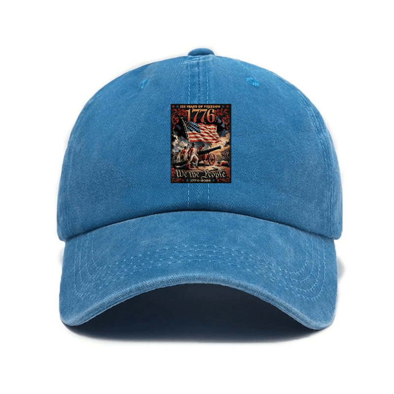 1776 American Elements Print Baseball Cap | Fashionable, Unisex, Casual Outdoor, Adjustable Buckle Closure, Hand Washable