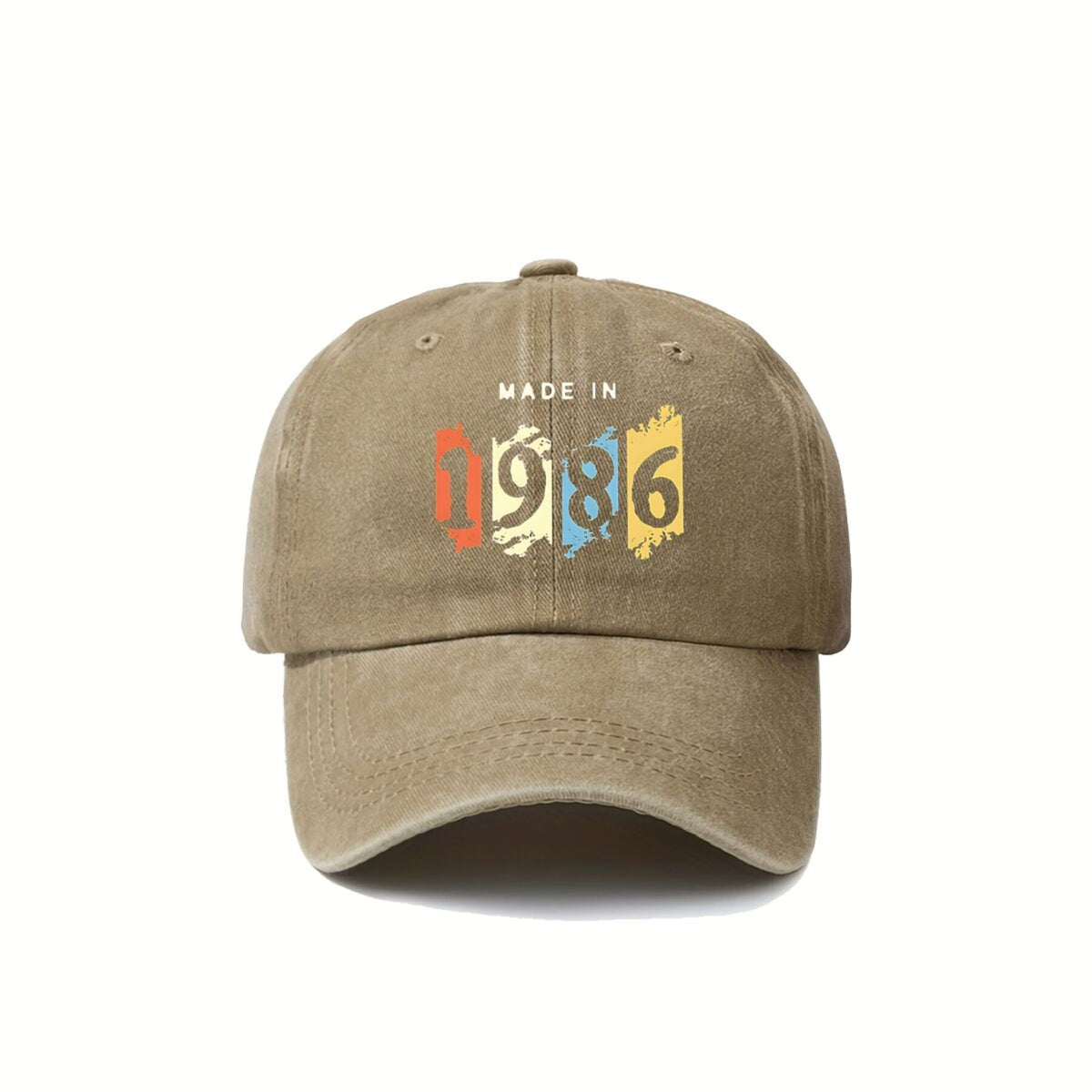 1986 Colorful Text Vintage Washed Distressed Duckbill Cap Unisex Outdoor Baseball Cap Adjustable Washed Vintage Style Lightweight Breathable Golf Cap