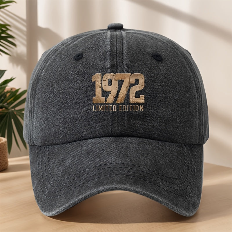 1972 Vintage Washed Duckbill Baseball Cap - Distressed Retro Print Suitable for Outdoor, Casual, Streetwear & Hip-Hop Hat, Lightweight Breathable Sweat-Absorbent Cap for Sports, Camping, Vacation,